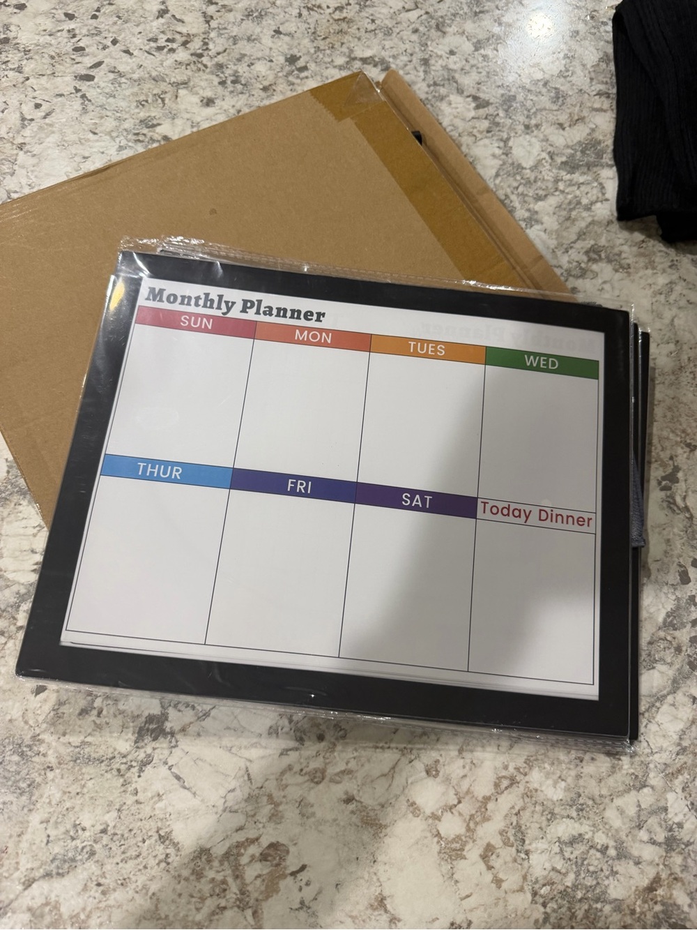 Monthly Planner Desk Pad with Black Border and Multi-Color Day Headers